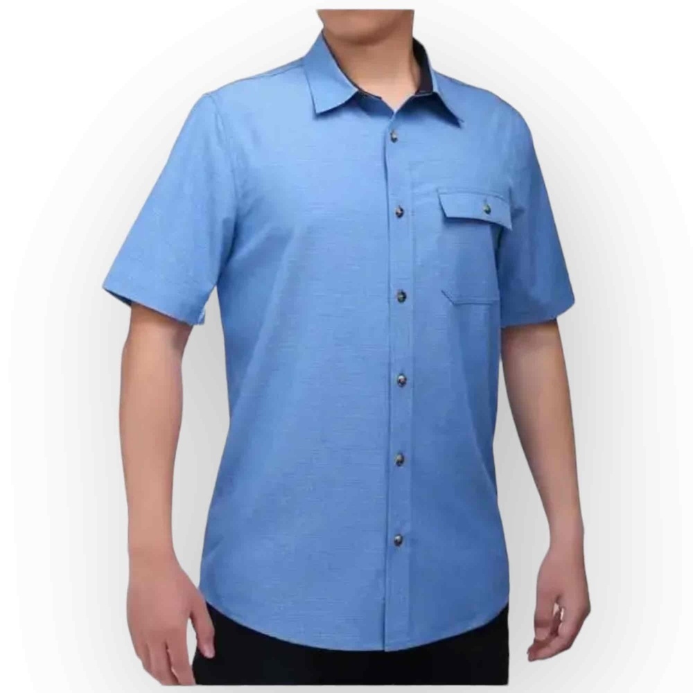 NWT Avalanche Mens Sky Blue Performance UPF 50+ Stretch Woven Shirt Small 394-2S